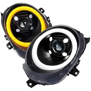 Mini Cooper Clubman - 2017 to 2024 - Hatchback [All] (Projector, LED Accent Lights) (Sequential LED Turn Signal) (Not Compatible With OEM LED Lights) (Matte Black)
