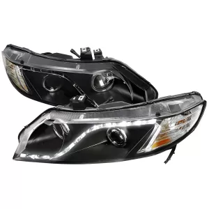 Honda Civic - 2006 to 2011 - 4 Door Sedan [All] (R8 Style) (Projector, LED Accent Lights) (Matte Black)