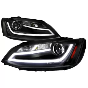 Volkswagen Jetta GLI - 2012 to 2018 - Sedan [All] (Projector, With LED Accent Lights) (Not Compatible With OEM HID Lights) (Matte Black)
