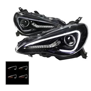 Scion FRS - 2013 to 2016 - Coupe [All] (Projector, Sequential LED Lights) (Gloss Black) (Not Compatible With OEM HID Lights)