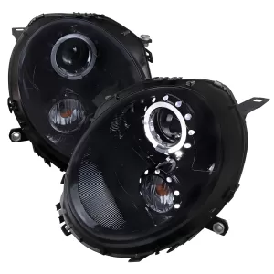 Mini Cooper - 2007 to 2013 - All [All] (Projector With Halo, LED Accent Lights) (Matte Black) (Not Compatible With OEM HID Lights) (Smoked)