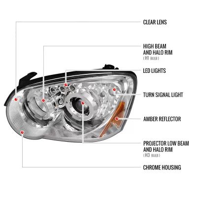 Subaru WRX STI - 2004 to 2005 - Sedan [All] (Projector With Halo, LED Accent Lights) (Not Compatible With OEM HID Lights)