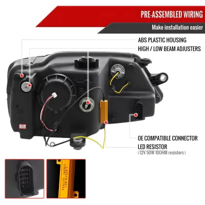 Volkswagen Jetta GLI - 2012 to 2018 - Sedan [All] (Projector, LED Accent Lights) (Not Compatible With OEM HID Lights)