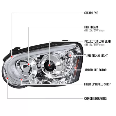 Subaru WRX STI - 2004 to 2005 - Sedan [All] (Projector, LED Accent Lights) (G2 Style) (Not Compatible With OEM HID Lights)