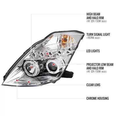 Nissan 350Z - 2003 to 2005 - All [All] (Projector, LED Accent Lights) (Not Compatible With OEM HID Lights)