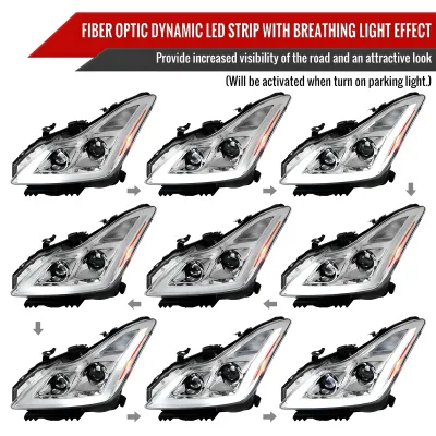 Infiniti Q60 - 2014 to 2015 - Coupe [All] (Projector, Fiber Optic LED Sequential Accent Lights) (Only Compatible with OEM HID Lights) (Includes Built-In Projector Fog Lights) (For Models Without AFS)