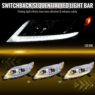 Toyota Sienna - 2011 to 2020 - Minivan [All] (Projector, LED Accent Lights) (Sequential LED Turn Signal) (Not Compatible With OEM LED DRL Lights) (Not Compatible With OEM HID Lights)