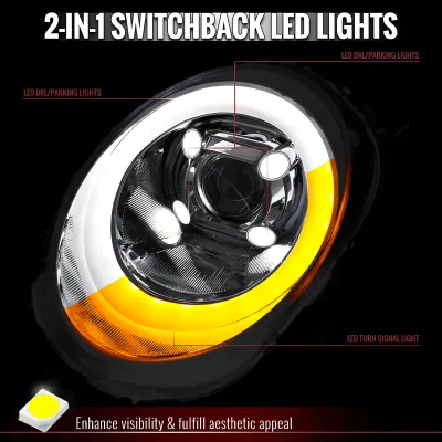 Mini Cooper - 2014 to 2016 - All [All] (Projector, LED Accent Lights) (Sequential LED Turn Signal) (Not Compatible With OEM LED Lights)