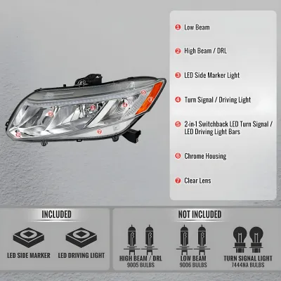 Honda Civic - 2012 to 2015 - 4 Door Sedan [All] (With LED Bar) (G3 Style)