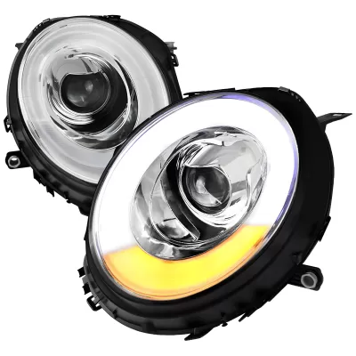 Mini Cooper - 2007 to 2013 - All [All] (Projector, Halo Fiber Optic LED Accent Lights With Turn Signal) (Not Compatible With OEM HID Lights)