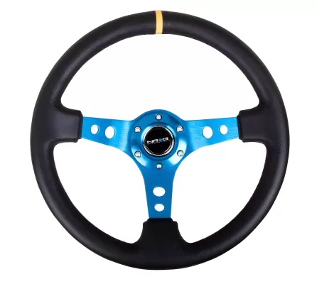 Universal (Rigid) (Blue Spokes, Leather Rim, Yellow Center Marking) (350mm Diameter) (3