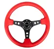 Universal (Rigid) (Black Spokes, Red Leather Rim With Black Stitching, No Center Marking) (350mm Diameter) (3