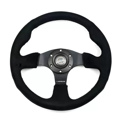 Universal (Rigid) (Alcantra Rim and Black Stitching) (Black Hub) (Black Hub) (320mm Diameter) (1