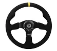 Universal (Rigid) (Alcantra Rim and Black Stitching) (Yellow Center Marker) (Black Hub) (320mm Diameter) (1