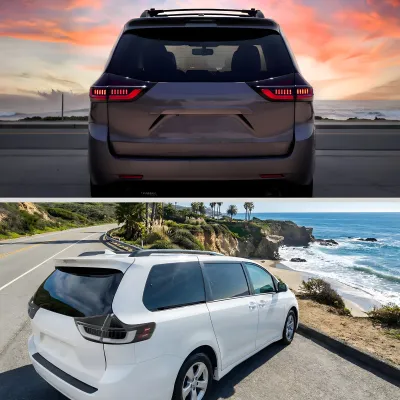 Toyota Sienna - 2011 to 2014 - Minivan [All] (Matte Black) (Clear Lens) (White LED Tube) (Sequential LED Lights)