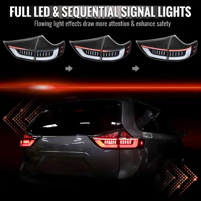 Toyota Sienna - 2011 to 2014 - Minivan [All] (Matte Black) (Clear Lens) (White LED Tube) (Sequential LED Lights)