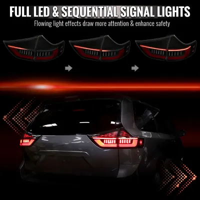 Toyota Sienna - 2011 to 2014 - Minivan [All] (Jet Black) (Clear Lens) (Red LED Tube) (Sequential LED Lights)