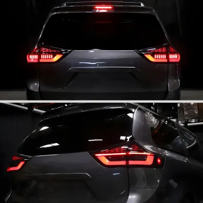 Toyota Sienna - 2015 to 2020 - Minivan [All] (Jet Black) (Clear Lens) (Red LED Tube) (Sequential LED Lights)