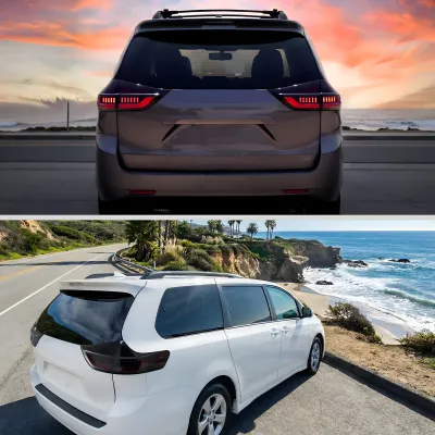 Toyota Sienna - 2015 to 2020 - Minivan [All] (Jet Black) (Clear Lens) (Red LED Tube) (Sequential LED Lights)