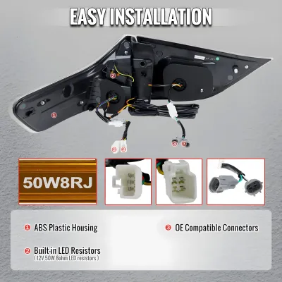 Toyota Sienna - 2015 to 2020 - Minivan [All] (Jet Black) (Clear Lens) (Red LED Tube) (Sequential LED Lights)