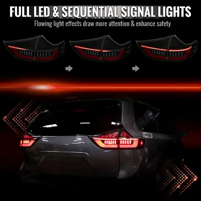 Toyota Sienna - 2015 to 2020 - Minivan [All] (Jet Black) (Clear Lens) (Red LED Tube) (Sequential LED Lights)