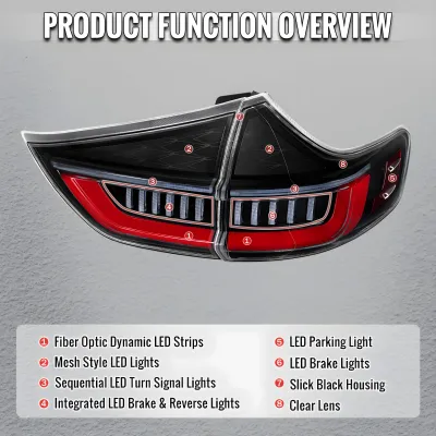 Toyota Sienna - 2015 to 2020 - Minivan [All] (Jet Black) (Clear Lens) (Red LED Tube) (Sequential LED Lights)