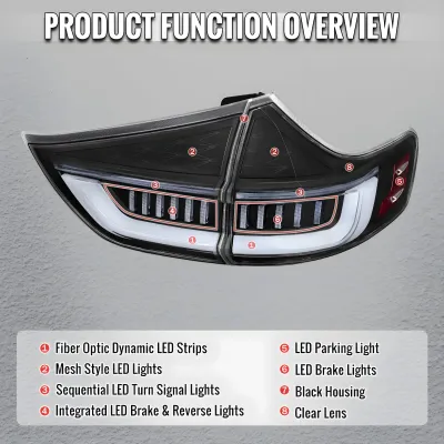 Toyota Sienna - 2011 to 2014 - Minivan [All] (Matte Black) (Clear Lens) (White LED Tube) (Sequential LED Lights)