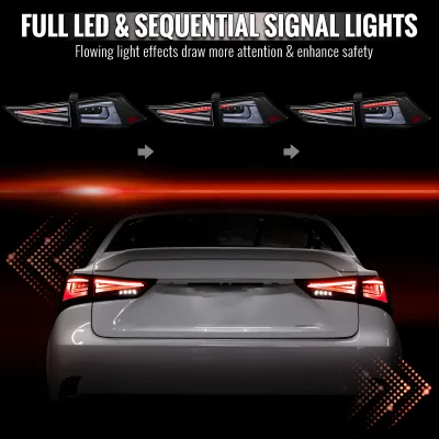 Lexus IS 250 - 2014 to 2015 - Sedan [All] (Gloss Black) (Red Fiber Optic LED Strip) (Sequential Fiber Optic LED Lights)