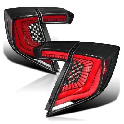 Honda Civic - 2017 to 2021 - 4 Door Hatchback [All] (SQ2 Style) (Matte Black With Red LED Bars) (Sequential LED Lights)
