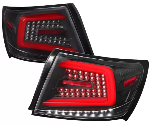Subaru Impreza - 2011 to 2014 - Sedan [WRX, WRX Limited, WRX Premium] (Matte Black) (Clear Lens) (Red LED Bar) (Sequential LED Lights)
