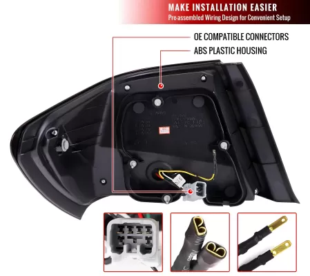 Subaru Impreza - 2008 to 2010 - Sedan [All] (Matte Black) (Clear Lens) (Red LED Bar) (Sequential LED Lights)