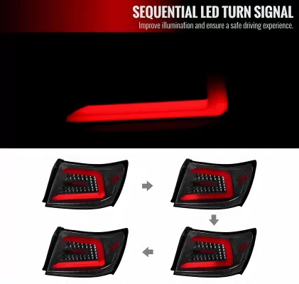 Subaru Impreza - 2008 to 2010 - Sedan [All] (Matte Black) (Clear Lens) (Red LED Bar) (Sequential LED Lights)