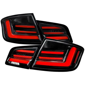 BMW 5 Series - 2011 to 2013 - Sedan [All Except ActiveHybrid 5] (Jet Black) (Clear Lens) (Red LED Tube) (Sequential LED Lights) (Before 2013 Facelift)