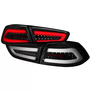Mitsubishi Lancer Evo - 2008 to 2015 - Sedan [All] (Clear Lens) (Matte Black With White LED Bars)