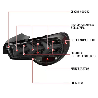 Subaru BRZ - 2013 to 2016 - Coupe [All] (Lambo Style) (Smoked Lens) (Sequential LED Lights)