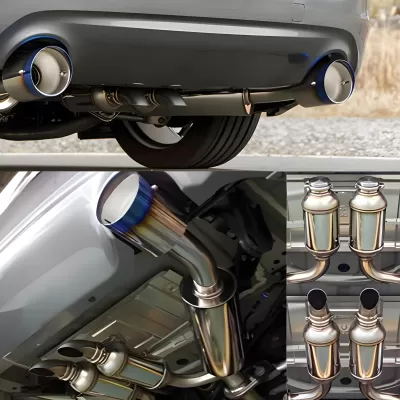 Infiniti Q50 - 2016 to 2024 - Sedan [LUXE, PURE, Premium Turbo, RED SPORT 400, SPORT Turbo] with 3.0L & AWD (Dual Mufflers) (Adjustable Burnt Titanium Tips) (Rear Section Only)