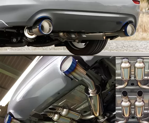 Infiniti Q50 - 2016 to 2024 - Sedan [Ed. 30, LUXE, PURE, Premium Turbo, RED SPORT 400, SENSORY, SPORT Turbo, Sig. Ed.] with 3.0L & RWD (Dual Mufflers) (Adjustable Burnt Titanium Tips) (Rear Section Only)