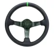 Universal (Rigid) (Green Carbon Fiber Spokes) (Black Leather Rim wWth Green Stitching) (Green Center Mark) (350mm Diameter) (3