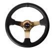 Universal (Rigid) (Chrome Gold, Black Leather With Red Stitching) (350mm Diameter) (3