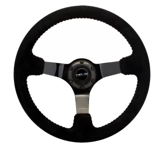 Universal (Rigid) (Black Chrome, Suede With Red Stitching) (350mm Diameter) (3