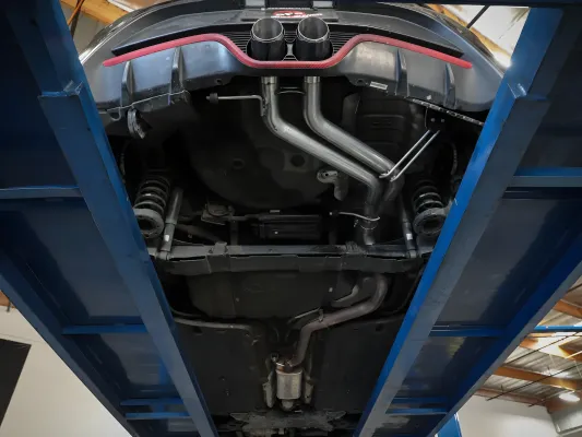 Hyundai Veloster - 2013 to 2017 - Hatchback [VelosterTurbo, VelosterTurbo R Spec, VelosterTurbo Rally Ed.] (Axle-Back) (Blue Flame Tips) : Carbon fiber tip version shown for demo purposes.