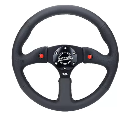 Universal (Rigid) (Matte Black, Black Leather With Black Stitching) (With Dual Switches) (350mm Diameter) (2
