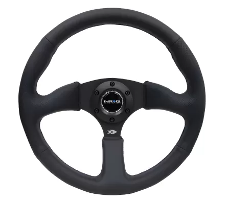 Universal (Rigid) (Matte Black, Leather With Black Stitching) (350mm Diameter) (2