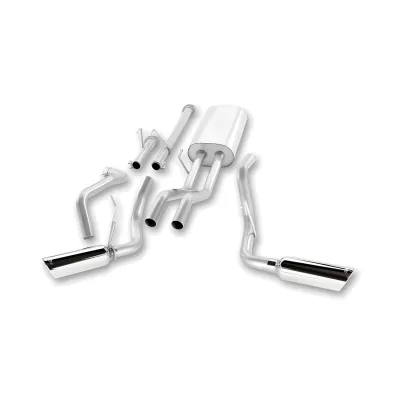 Toyota Tundra - 2009 to 2021 - 4 Door CrewMax [1794, 1794 FFV, Base, Base FFV, Limited, Limited FFV, Platinum, Platinum FFV, SR5, SR5 FFV, TRD PRO, TRD PRO FFV, Tundra Grade, Tundra Grade FFV] with 4.6L/5.7L & 4WD/RWD (Touring Exhaust) (Side Exit) (Dual Polished Angle Rolled Tips) (With Short 5' 7