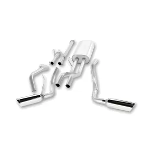 Toyota Tundra - 2009 to 2021 - 4 Door CrewMax [1794, 1794 FFV, Base, Base FFV, Limited, Limited FFV, Platinum, Platinum FFV, SR5, SR5 FFV, TRD PRO, TRD PRO FFV, Tundra Grade, Tundra Grade FFV] with 4.6L/5.7L & 4WD/RWD (Touring Exhaust) (Side Exit) (Dual Polished Angle Rolled Tips) (With Short 5' 7