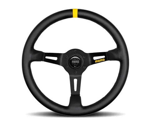 Universal (MOD. 08) (Black Center, Black Leather With Black Inner Stitching and Yellow Center Marker) (350mm Diameter) (3.4