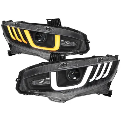 Honda Civic - 2017 to 2021 - 4 Door Hatchback [EX, EXL, LX, Sport] with 1.5L & Turbo (LED Projector, LED U-Bar Sequential Accent Lights) (LED High Beams)