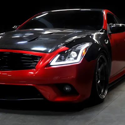 Infiniti G37 - 2008 to 2013 - 2 Door Coupe [All] (LED Projector, Fiber Optic LED Sequential Accent Lights) (Matte Black) (Clear Lens) (LED High Beams) (Includes Built-In Projector Fog Lights) (For Models Without AFS)