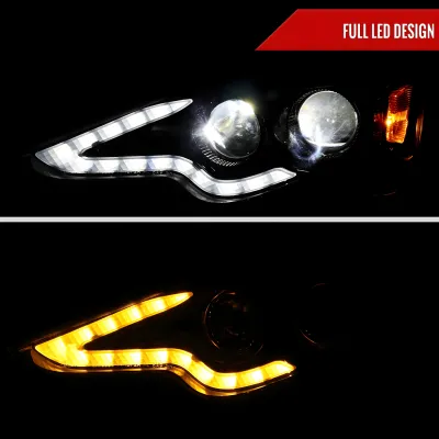 Lexus IS 250 - 2014 to 2015 - Sedan [All] (LED Projector, Fiber Optic LED Switchback Accent Lights) (Jet Black) (Clear Lens) (LED High Beams) (Not Compatible With Models Using Factory Single Projector Headlights)