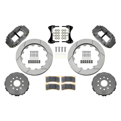Honda Civic - 2022 to 2026 - Hatchback [EXL, LX, Sport, Sport Touring 1.5L Turbo] (Front) (Slotted Rotors) (Superlite 4 Piston Race Calipers) (Gray)